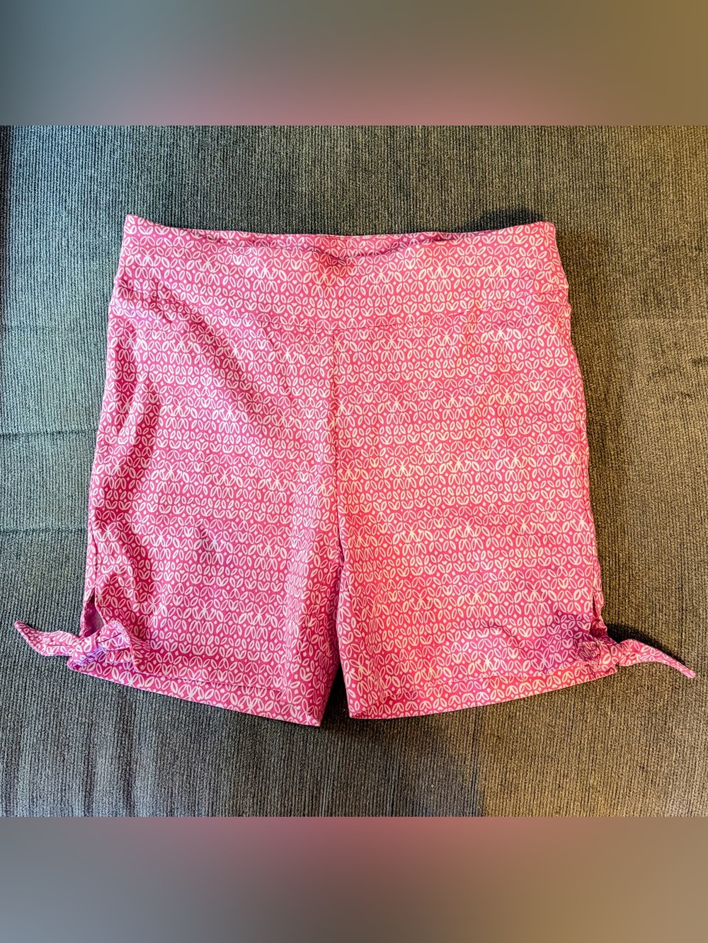 Counterparts Pink Patterned High Waist Super Stretch TIE-Hem Shorts